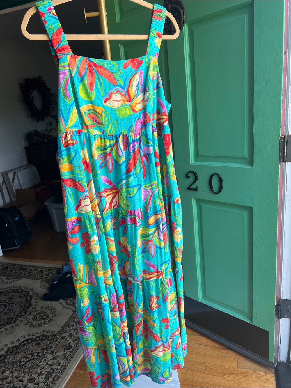 Easel Los Angeles Turquoise Floral Maxi Dress NWT size Large